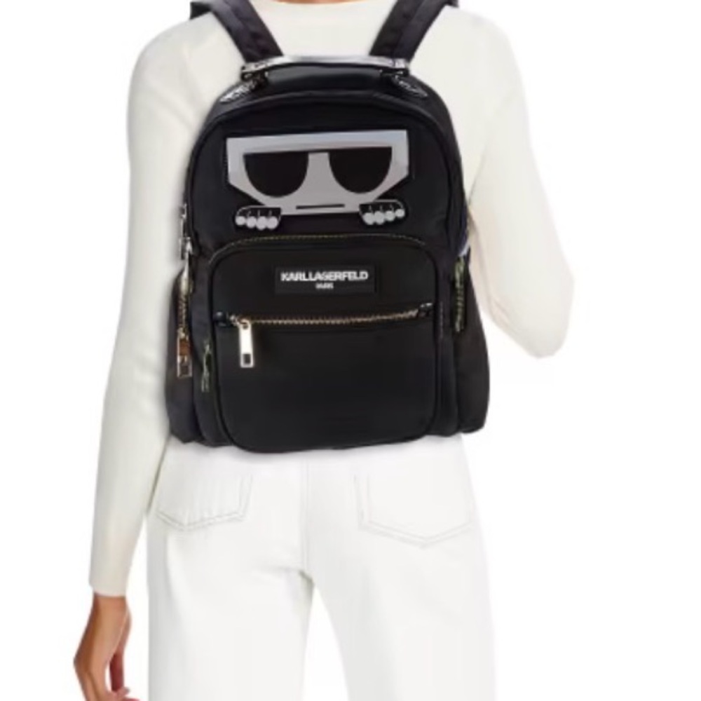🆕 Karl Lagerfeld Gray Backpack with White Accents